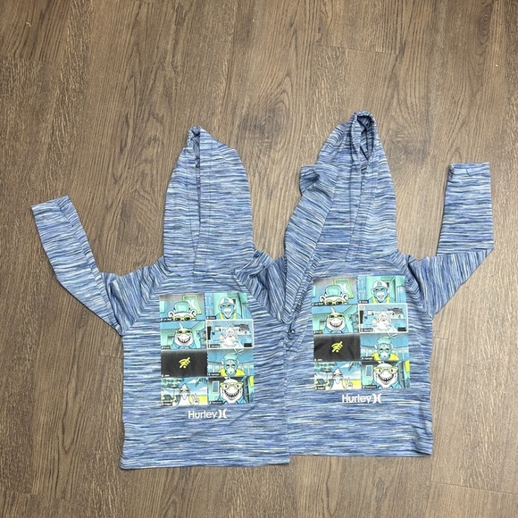 Hurley 2 x 2T Blue Graphic Hoodies (A Twofer Twin Bundle). Silky Soft. Excltcdtn - Picture 1 of 11